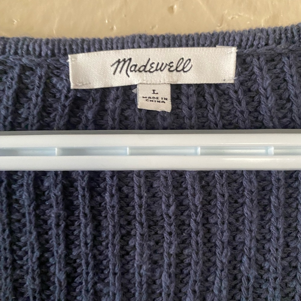 Madewell Deep Blue V Neck Sweater Large - Picture 3 of 7